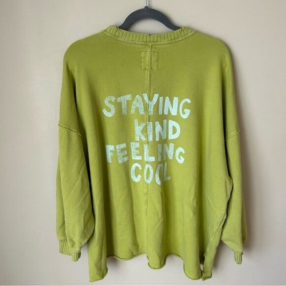 Aerie Down To Earth Bright Green Oversized Crewneck Sweatshirt Women’s Large - Picture 7 of 8